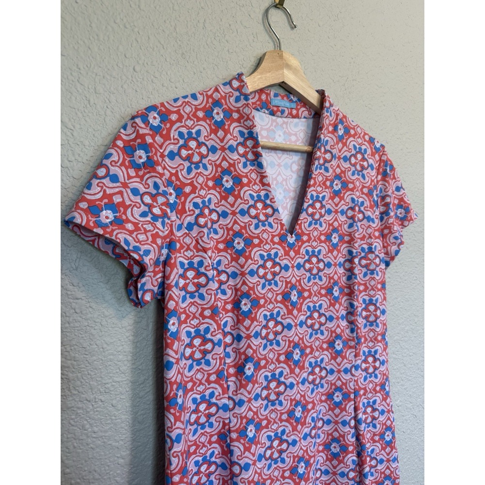 J. McLaughlin Ivana Shirt Dress Catalina Cloth Red And Blue Size Large $228 - Picture 3 of 8